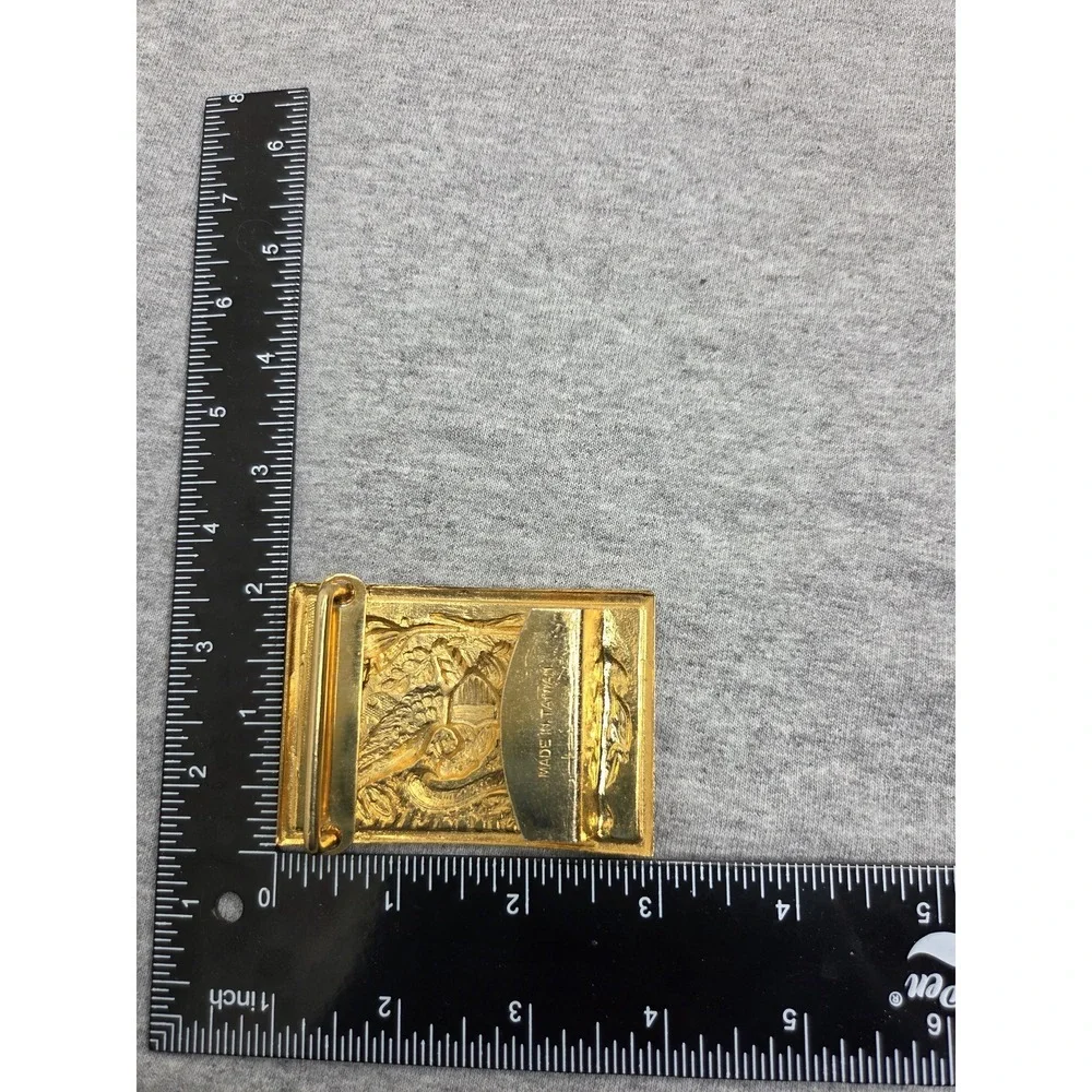 Vintage 1970s E Pluribus Unum Treasury Gold Eagle Belt Buckle Patriotic USA